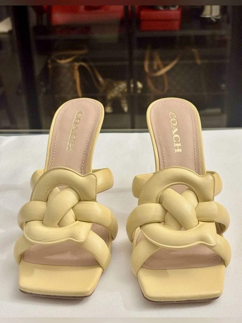 Coach Yellow Kellie Leather Sandal Size 9B.